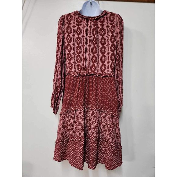 Anthropologie Tiered V-Neck Mini Dress Size XS. B-4 - Picture 6 of 7